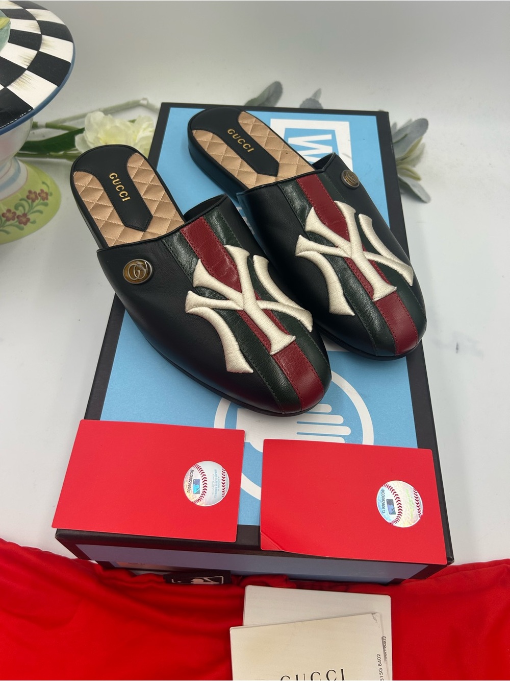 Women's Gucci X New York, Yankee mules size 39 made in Italy - Picture 10 of 10